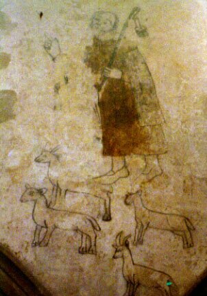 Shepherd and sheep, Nativity scenes, Corby Glen (54KB)