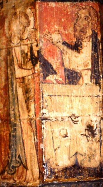 Presentation in the Temple, Faversham, detail, Virgin, Child & Simeon (70KB)